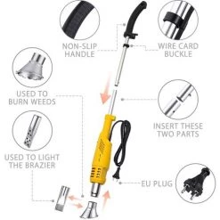 DRILLPRO Bruleur électrique 2000W / Désherbeur électrique 230V Température De Fonctionnement Maximale 650 ℃ LAVENTE -Outil pour désherber Soldes 19527567 4