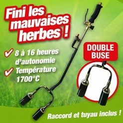 Outiror - Desherbeur Thermique Double Buse Avec Allume Piezo + Detendeur Butane Propane + Tuyau 5m