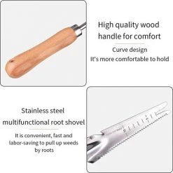 BARES Désherbeur Manuel Outil Gouge De Désherbage En Acier Inoxydable Avec Poignée Bois Outil De Désherbage Du Jardin,Outil De Tonte, Extracteur De Mauvaises Herbes, Pelle De Désherbage -Outil pour désherber Soldes 37981789 3