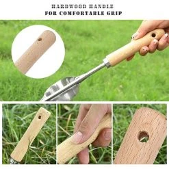 ELLE Desherbeur Manuel, Outils De Jardin Outil De Suppression De Pissenlit Racine De Désherbeurs Manuels, Acier Inoxydable Avec Poignée Bois Outil De Jardinage Pour Désherber Votre Jardin De Long 1 Pièce -Outil pour désherber Soldes 44424747 4