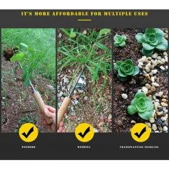 ELLE Desherbeur Manuel, Outils De Jardin Outil De Suppression De Pissenlit Racine De Désherbeurs Manuels, Acier Inoxydable Avec Poignée Bois Outil De Jardinage Pour Désherber Votre Jardin De Long 1 Pièce -Outil pour désherber Soldes 44424747 5