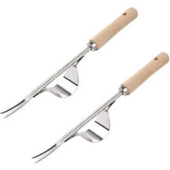 2 Pièce Kartokner Désherbeur Manuel Garden Outil De Désherbage En Acier Inoxydable Avec Poignée Bois Outil De Jardinage Pour Désherber Votre Jardin 32cm De Long