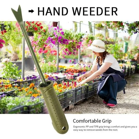 Désherbeur Manuel En Acier Inoxydable, Poignée Souple Ergonomique Antidérapante, Désherbeur De Jardin, Poignée Courte, Retrait Manuel Droit, En Acier Au Carbone, Outil Parfait Pour Le Jardin 24cm Fontainebleau Vert 2 Désherbeur Manuel En Acier Inoxydable, Poignée Souple Ergonomique Antidérapante, Désherbeur De Jardin, Poignée Courte, Retrait Manuel Droit, En Acier Au Carbone, Outil Parfait Pour Le Jardin 24cm Fontainebleau Vert – Image 2