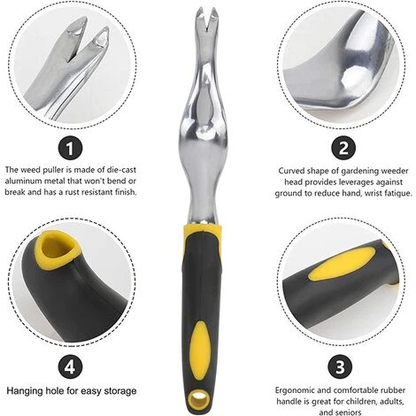 ALMI Desherbeur Manuel. 2 Pièces Outils De Jardin Outil De Suppression De Pissenlit Racine De Désherbeurs Manuels. Désherbeur De Jardin Rapide Et Facile Avec Poignée Antidérapante 4 ALMI Desherbeur Manuel. 2 Pièces Outils De Jardin Outil De Suppression De Pissenlit Racine De Désherbeurs Manuels. Désherbeur De Jardin Rapide Et Facile Avec Poignée Antidérapante – Image 4