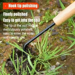 ECHOO Désherbeur Manuel Outil, Gouge De Désherbage En Acier Inoxydable Avec Poignée Bois, Extracteur De Mauvaises Herbes, Pelle De Désherbage, Sarcloir Manuel à Griffe Unique Pour Le Jardin -Outil pour désherber Soldes 48227139 3