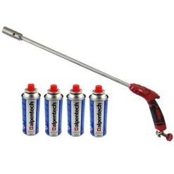 ALPENTECH Désherbeur Thermique à Gaz Piezo ALPEN + 4 Bouteilles Gaz 227 Gr Brule Herbes Desherbant