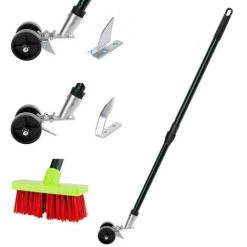 LIFCAUSAL Outil De Désherbage, Désherbeur 3 En 1, Désherbeur Avec Roues, Brosse De Nettoyage D'herbe à Long Manche Pour Désherber La Cour, Désherber Sans Se Plier