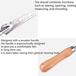 ECHOO Outil De Désherbage Manuel à Poignée En Bois Désherbeur En Acier Inoxydable Avec Mesure, Outil De Tonte, Extracteur De Mauvaises Herbes, Pelle De Désherbage, Pour Creuser Le Jardin -Outil pour désherber Soldes 53101617 3
