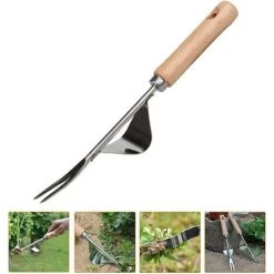 ALMI Désherbeur Manuel Outil Gouge De Désherbage En Acier Inoxydable Avec Poignée Bois Outil De Désherbage Du Jardin, 2 Types Désherbeur Garden Pratique Outil (B)