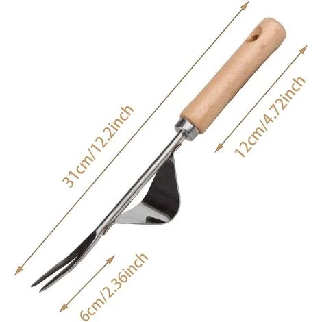 ZHUOXUAN Désherbeur Manuel En Acier Inoxydable Avec Outil De Manche En Bois Utilisé Pour Le Désherbage Rapide Des Sols Et Des Jardins Y-Shape Manuelle Désherbage Racine Fourche 2 ZHUOXUAN Désherbeur Manuel En Acier Inoxydable Avec Outil De Manche En Bois Utilisé Pour Le Désherbage Rapide Des Sols Et Des Jardins Y-Shape Manuelle Désherbage Racine Fourche – Image 2