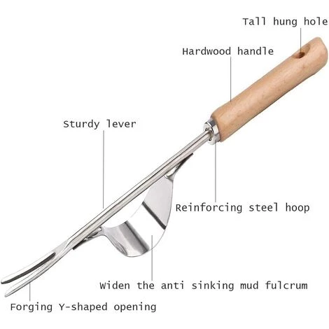 ZHUOXUAN Désherbeur Manuel En Acier Inoxydable Avec Outil De Manche En Bois Utilisé Pour Le Désherbage Rapide Des Sols Et Des Jardins Y-Shape Manuelle Désherbage Racine Fourche 4 ZHUOXUAN Désherbeur Manuel En Acier Inoxydable Avec Outil De Manche En Bois Utilisé Pour Le Désherbage Rapide Des Sols Et Des Jardins Y-Shape Manuelle Désherbage Racine Fourche – Image 4