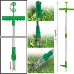 TINOR Extracteur De Mauvaises Herbes Et Rotative Telescopique Outil D'enlèvement De Racines De Désherbeur Vertical Avec Poignée En Acier Et 3 Griffes, Désherbeur Manuel De Jardin -Outil pour désherber Soldes 54186834 3