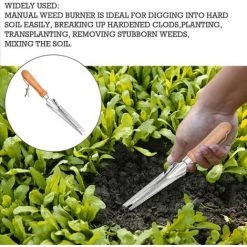 TINOR Désherbeur Manuel Pelle De Désherbage Acier Inoxydable Avec Poignée Bois Extracteur De Mauvaises Herbes 33 Cm Outil De Tonte De Jardin Pour Creuser L'herbe -Outil pour désherber Soldes 54186855 5