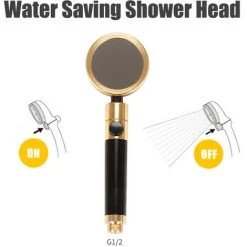 LIFCAUSAL Pommeau De Douche Rotatif Avec Interrupteur Marche/arrêt Économie D'eau Pommeau De Douche à Main Haute Pression G1/2 Remplacement De Pommeau De Douche à Main Réglable Pour Salle De Bain -Outil pour désherber Soldes 54423474 5