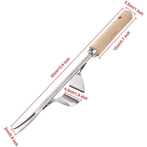 PETITES ECREVISSES Désherbeur Manuel En Acier Inoxydable Désherbant De Jardin En Forme De Y Avec Poignée En Bois 3 PETITES ECREVISSES Désherbeur Manuel En Acier Inoxydable Désherbant De Jardin En Forme De Y Avec Poignée En Bois – Image 3