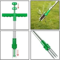 GUAZHUNIFR Désherbeur Manuel, Arrache-Pissenlit, Griffes & éjecteur, Enlève Mauvaises Herbes Sans Se Pencher, 100cm, Vert -Outil pour désherber Soldes 55838101 3