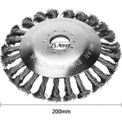 TANABATA 8'' Brosse à Désherber Ronde Pour Débroussailleuse Outils De Pelouse, 200x25,4mm Tête Brosse Désherbage Avec Roue En Fil D'acier Massif Pour Jardin Agriculture (8 Pouce Accessoires Kit) -Outil pour désherber Soldes 58221315 5