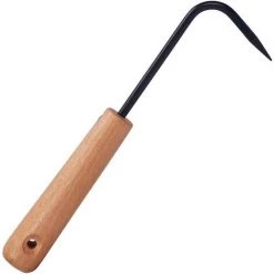 AOUGO Désherbeur à Main, Griffe Simple, Crochet De Jardin, Arrache-racines, Cultivateur Avec Manche En Bois
