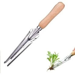 ENLENK Outil De Désherbage Manuel, Désherbeur Manuel En Acier Inoxydable, Outil De Désherbage De Jardin En Bois, Outil De Désherbage Manuel Avec Mesure, Peut être Utilisé Comme Outil De Désherbage Artisanal De Jardin