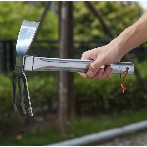 MINKUROW Houe à Main En Acier Inoxydable, Outil De Jardin Extérieur Pour Scarifier, Creuser, Désherber La Plantation (14,25" X 23, Chrome) 5 MINKUROW Houe à Main En Acier Inoxydable, Outil De Jardin Extérieur Pour Scarifier, Creuser, Désherber La Plantation (14,25" X 23, Chrome) – Image 5