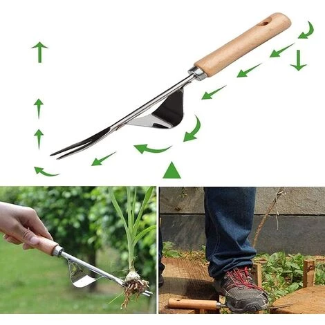 ENLENK DÉSherbeur À Main En Acier Inoxydable Racine Fourche De DÉSherbage PoignÉE En Bois Outil De DÉSherbage En Forme De Y Extracteur De Mauvaises Herbes Outils De Creusage 5 ENLENK DÉSherbeur À Main En Acier Inoxydable Racine Fourche De DÉSherbage PoignÉE En Bois Outil De DÉSherbage En Forme De Y Extracteur De Mauvaises Herbes Outils De Creusage – Image 5