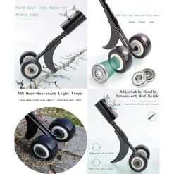 ENLENK Outil De Désherbage De Terrasse Avec Roues,Outil De Désherbage Le Jardin,Le Désherbage Sans S'agenouiller Pour Le Nettoyage Entre Les Dalles, Les Blocs, Les Patios Et Les Pelouses -Outil pour désherber Soldes 60169094 4