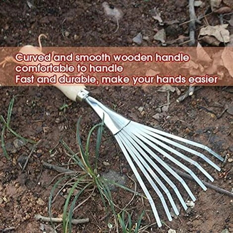AOUGO Extracte Grass Rake Harrow ,Gardening Flower Shovel, Rake Weeding Gardening Loose Soil Lawn Seeds Bonsai Tools 4 AOUGO Extracte Grass Rake Harrow ,Gardening Flower Shovel, Rake Weeding Gardening Loose Soil Lawn Seeds Bonsai Tools – Image 4