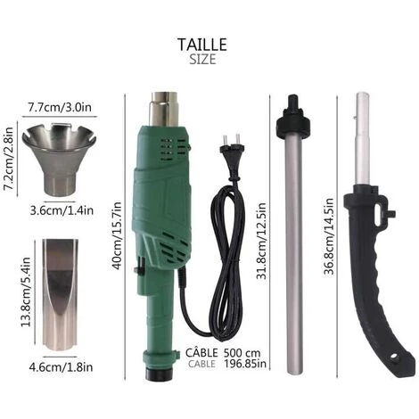 AOUGO Désherbeur Electrique Pistolet 2000W Avec Cordon Et 2 Buses Brûleur électrique De Mauvaises Herbes Allume Charbon Désherbant Brûleur 3 En 1 Pour Jardin Barbecue Bricolage 2 AOUGO Désherbeur Electrique Pistolet 2000W Avec Cordon Et 2 Buses Brûleur électrique De Mauvaises Herbes Allume Charbon Désherbant Brûleur 3 En 1 Pour Jardin Barbecue Bricolage – Image 2