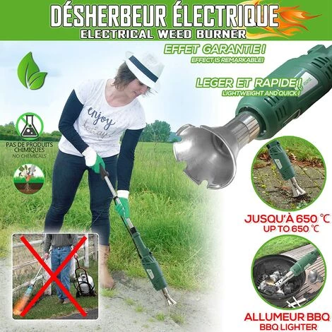 AOUGO Désherbeur Electrique Pistolet 2000W Avec Cordon Et 2 Buses Brûleur électrique De Mauvaises Herbes Allume Charbon Désherbant Brûleur 3 En 1 Pour Jardin Barbecue Bricolage 3 AOUGO Désherbeur Electrique Pistolet 2000W Avec Cordon Et 2 Buses Brûleur électrique De Mauvaises Herbes Allume Charbon Désherbant Brûleur 3 En 1 Pour Jardin Barbecue Bricolage – Image 3