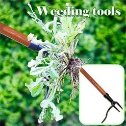 AOUGO Extracteur De Mauvaises Herbes Crochet De Désépération Long Vertical Weeding Shovel Clamp Tool Standing Metal Only Weeder ,Without Wooden Stick -Outil pour désherber Soldes 60282242 4