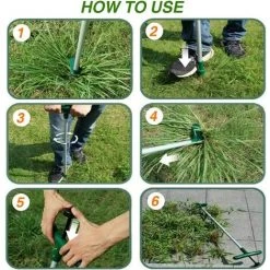 AOUGO Stand-Up à Long Manche Telescopique Uproot Remover, Arrache Mauvaise Herbe Jardinage Manuel, Griffe De Jardin Rotative, Postuler à Pelouse, Pissenlit, Potager, Orties (Désherbeur) -Outil pour désherber Soldes 60282315 4