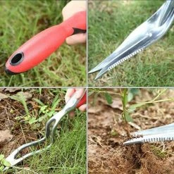 AOUGO Weeding Weing The Root Thile Tool,DéSherbeur Outil De Jardinage Avec PoignéE CaoutchoutéE,Extracteur De Mauvaises Herbes Manuel Pelle De DéSherbage Pour Pelouse De Jardin -Outil pour désherber Soldes 60282344 4