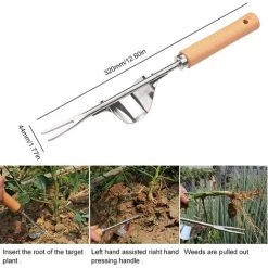 TANCYCO Outil De Désherbage à Main Portable Outil De Déracinement Herbe Désherbant Extracteur De Mauvaises Herbes Outils De Désherbage De Jardin Avec Poignée En Bois Ergonomique Pelouse De Jardin Transplantation De Terres Agricoles Outils De Bonsaï De Jardinage,A -Outil pour désherber Soldes 60432603 3