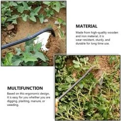 QERSTA Désherbage Faucille Manche En Bois Houe De Jardin Mini Outils De Jardinage Désherbage Plantation Jardin Accessoires,33cm -Outil pour désherber Soldes 60659922 4