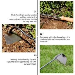 QERSTA Désherbage Faucille Manche En Bois Houe De Jardin Mini Outils De Jardinage Désherbage Plantation Jardin Accessoires,33cm -Outil pour désherber Soldes 60659922 5
