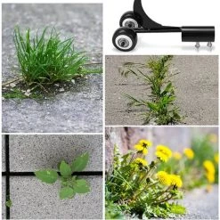 Cisea Outil De Désherbage Manuel, Désherbeur Manuel Avec Roues, Pour Nettoyer Entre Les Patios En Dalles De Pierre Et Les Pelouses -Outil pour désherber Soldes 60958093 5