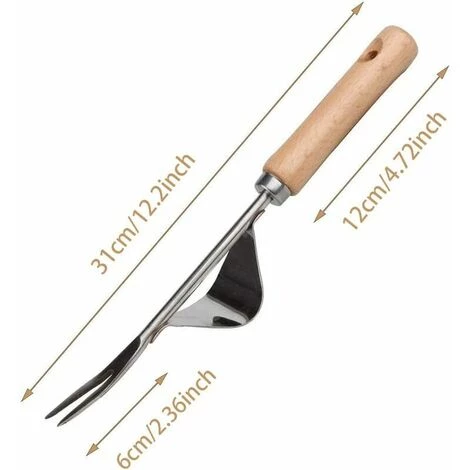 NAXUNNN Désherbeur Manuel En Acier Inoxydable Avec Outil De Manche En Bois Utilisé Pour Le Désherbage Rapide Des Sols Et Des Jardins Y-Shape Manuelle Désherbage Racine Fourche 2 NAXUNNN Désherbeur Manuel En Acier Inoxydable Avec Outil De Manche En Bois Utilisé Pour Le Désherbage Rapide Des Sols Et Des Jardins Y-Shape Manuelle Désherbage Racine Fourche – Image 2