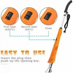CLEGGFR Brûleur De Mauvaise Herbe Électrique, Désherbant Thermique 60/650℃ 2000W Avec Cordon 2 M, Fonction Thermoplastique/Allumer Charbon, Avec 3 Buses Pour Jardin/Barbecue/Bricolage, Orange,LO-Ron -Outil pour désherber Soldes 63521240 3