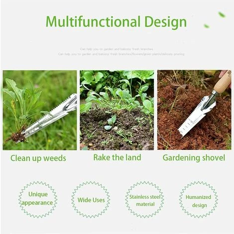 DENUOTOP Outil De Désherbage Manuel Désherbeur À Main En Acier Inoxydable Avec Mesure Outil De Désherbage Manuel à Poignée Pour Pelouse Creuser Transplanter Désherber Gazon 2 DENUOTOP Outil De Désherbage Manuel Désherbeur À Main En Acier Inoxydable Avec Mesure Outil De Désherbage Manuel à Poignée Pour Pelouse Creuser Transplanter Désherber Gazon – Image 2