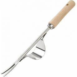 CLEGGFR Désherbeur Manuel Garden Outil De Désherbage En Acier Inoxydable Avec Poignée Bois Outil De Jardinage Pour Désherber Votre Jardin 32cm De Long 1 Pièce