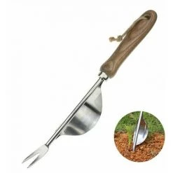 CLEGGFR Désherbeur Manuel En Acier Inoxydable Extracteur De Mauvaises Herbes Anti-pliage, Poignée En Bois Ergonomique Outil De Désherbage Antidérapant, Cadeau De Jardinage