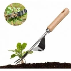 CLEGGFR Désherbeur Manuel En Acier Inoxydable Avec Outil à Manche En Bois Pour Un Désherbage Rapide Du Sol Et Du Jardin Fourche à Racine De Désherbage Manuel En Forme De Y -Outil pour désherber Soldes 63823485 3
