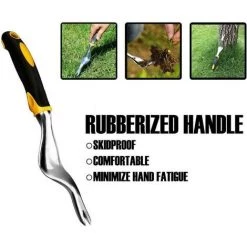 AOUGO Désherbeur Manuel Outil Gouge De Désherbage,en Acier Inoxydable Avec Poignée Bois, Manuelle Racine Fourche Poignée Outil, En Forme De Y Extracteur De Mauvaises Herbes Removerde Creusage -Outil pour désherber Soldes 63966969 4