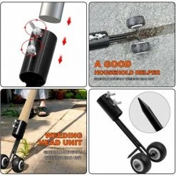 HAZEL Outil De Désherbage à Crochet Droit, Outil De Désherbage De Terrasse Avec Roues, Outils De Désherbage Pour Jardin, Outil De Désherbage Sans S'agenouiller Pour Nettoyer Entre Les Dalles, Le Pavage, Les Pelouses Des Patios -Outil pour désherber Soldes 64197515 4