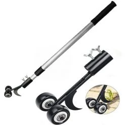 HAZEL Outil De Désherbage à Crochet, Outil De Désherbage De Terrasse Réglable à Long Manche Avec Extracteur De Mauvaises Herbes à Roues, Outils De Désherbage Pour Jardin, Outil De Désherbage Sans S'agenouiller Pour Le Nettoyage