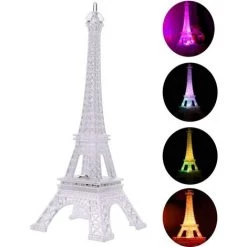 BF Acrylique Tour Eiffel Veilleuse, Mini Couleur Ai LED Lumière Ambiance Romantique Lampe De Bureau Anniversaire De Noël 25 * 10 * 10 Cm