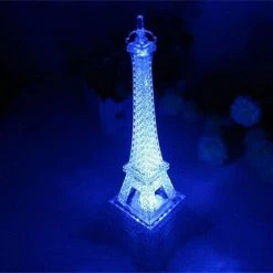 BF Acrylique Tour Eiffel Veilleuse, Mini Couleur Ai LED Lumière Ambiance Romantique Lampe De Bureau Anniversaire De Noël 25 * 10 * 10 Cm -Outil pour désherber Soldes 64356638 5