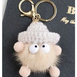 GroupM Lot De 2 Jolis Pendentifs Porte-clés De Voiture En Briquettes De Fourrure De Vison -Outil pour désherber Soldes 64491467 3