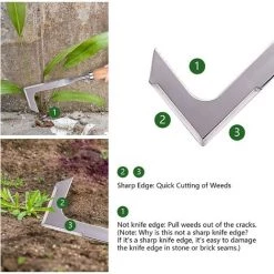 SINCèREETALI Desherbeur Manuel，Désherbage En Acier Inoxydable Outil De Désherbage Manuel Deherbeur Avec Poignée En Bois Naturel,Outillage De Jardin Pour Creuser, Désherber -Outil pour désherber Soldes 64500388 4