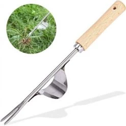 Ensoleillé Désherbeur Manuel, Désherbeur En Acier Inoxydable, Désherbeur À Main En Acier Inoxydable, Outil De Désherbage Manuel à Poignée En Bois Pour Le Jardin, La Pelouse, Les Terres Agricoles